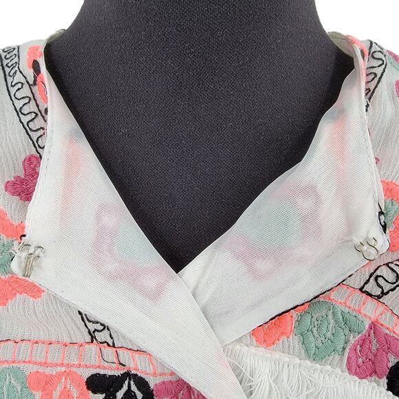 Nylon Apparel Swing Top Women's Small Open Front Embroidered Floral - Picture 9 of 15